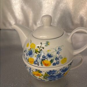 Floral Teapot and Cup Set for one